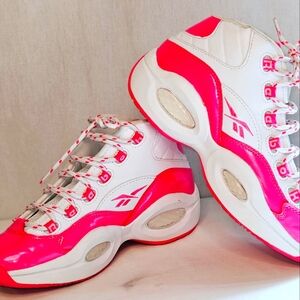 Women's Reebok Question Mid Hot Pink & White sneakers- Sz. 7.5